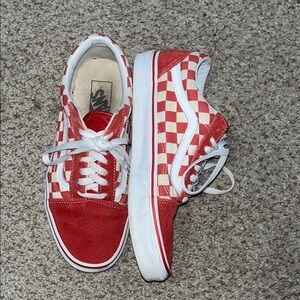 Red and white checkered vans sz 8.5